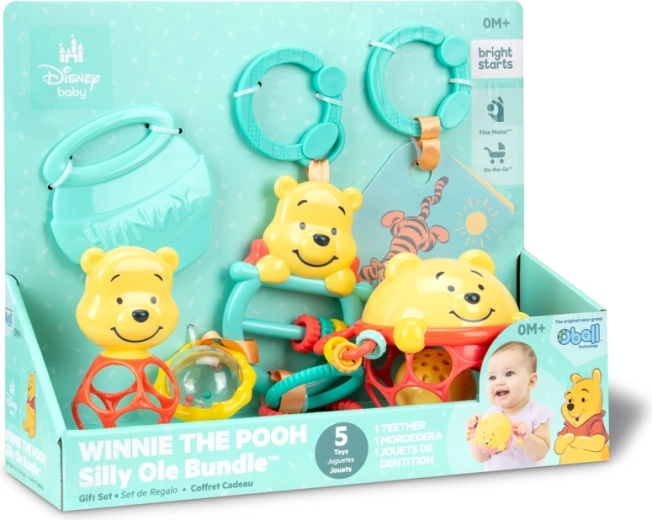 Darčeková multisenzorická súprava Disney Baby Macko Pú – 5 ks