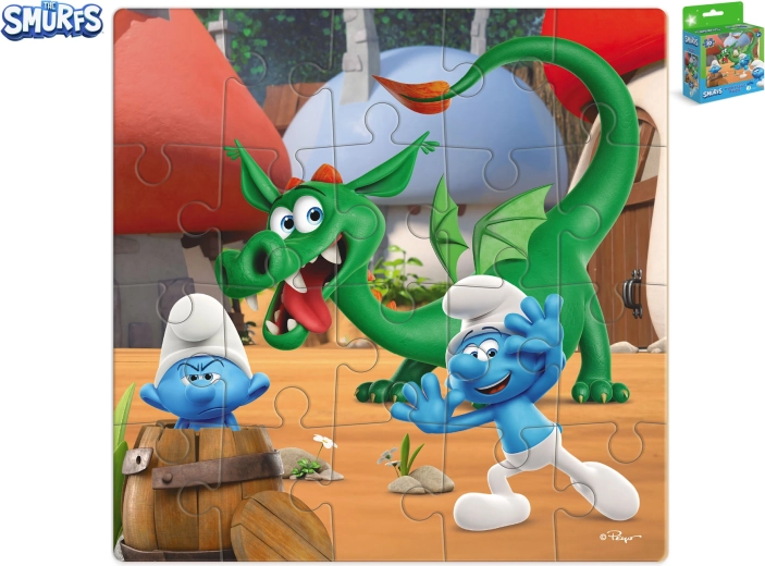 Puzzle Šmolkovia – hra na schovávačku s drakom (20 dielikov)