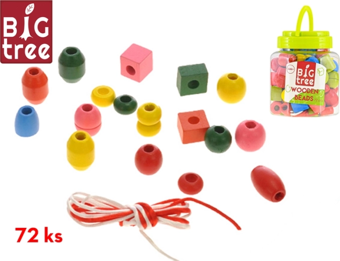 Drevené koráliky v dóze – 72 ks
