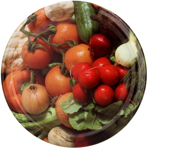 Sada viečok na zaváranie 66 mm s motívom zeleniny