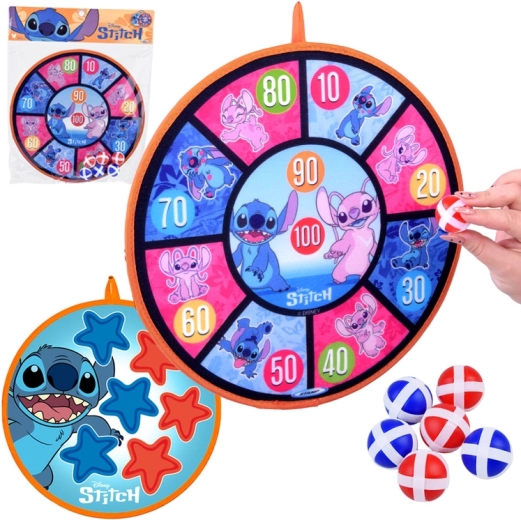 Obojstranný terč na suchý zips STITCH 36 cm + 6 loptičiek 4 cm