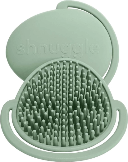 Shnuggle detská silikónová kefka na pokožku hlavy eucalyptus
