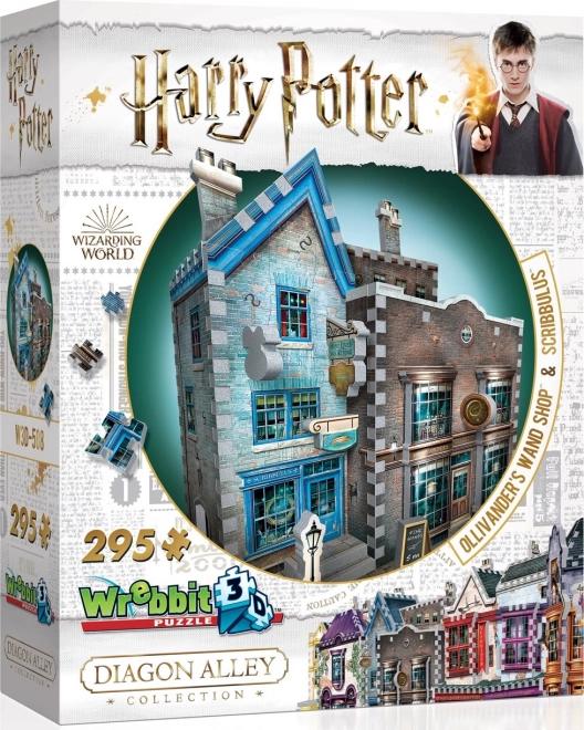 3D puzzle WREBBIT HARRY POTTER: Ollivanderov obchod s prútikmi a Scribbulus – 295 dielikov