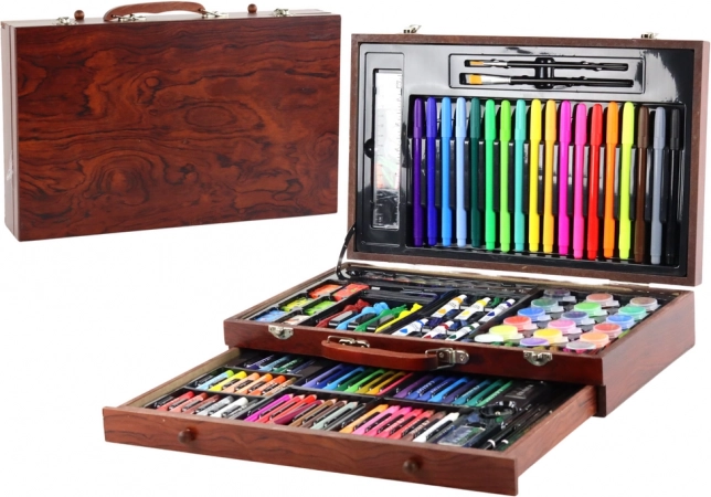 Umelecká sada v drevenom kufríku 123 kusov