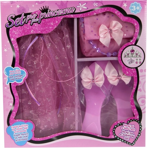 Ružový princeznovský set – suknička, črievičky a kabelka