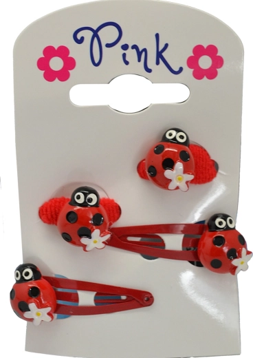 Ružová sada sponiek a gumičiek do vlasov Lienka
