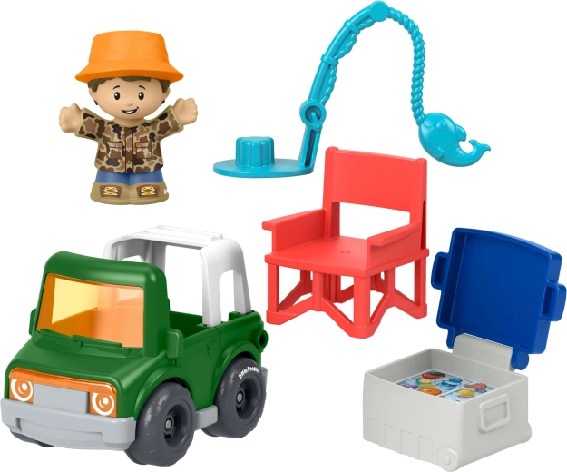 Fisher-Price Little People súprava s autíčkom, figúrkou a doplnkami – rybárske dobrodružstvo - 1 kus