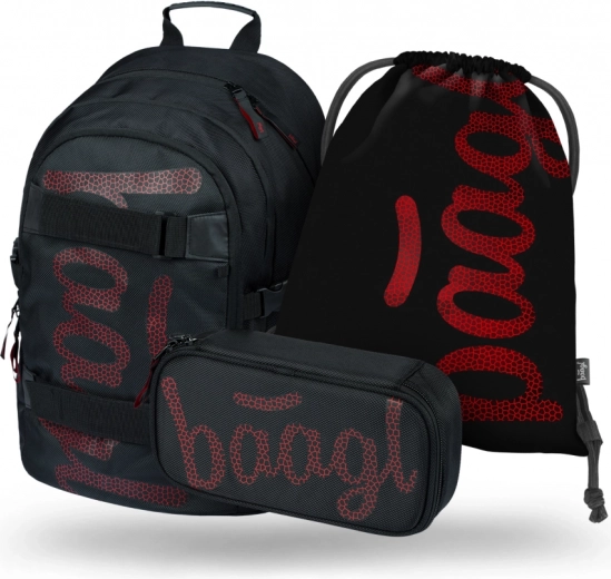 Školský Set BAAGL Skate Red: Batoh, Peračník, Vrecko