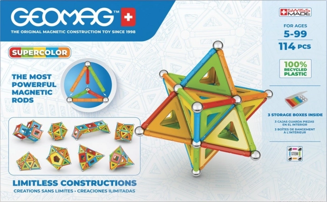 GEOMAG Supercolor magnetická stavebnica 114 dielikov
