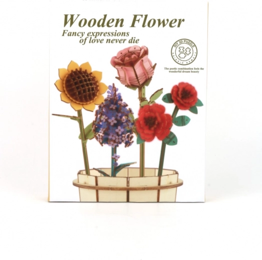 3D drevená kvetinová kytica