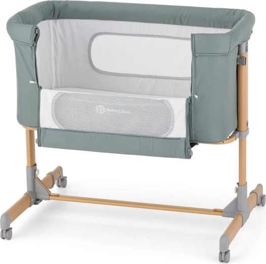 Petite&Mars polohovateľná detská postieľka Grace Compact Foggy Green