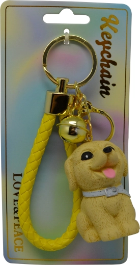 Prívesok na kľúče sediaci hnedý pes