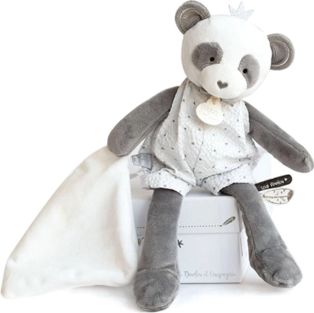 Doudou Darčeková plyšová panda s dekou 28 cm