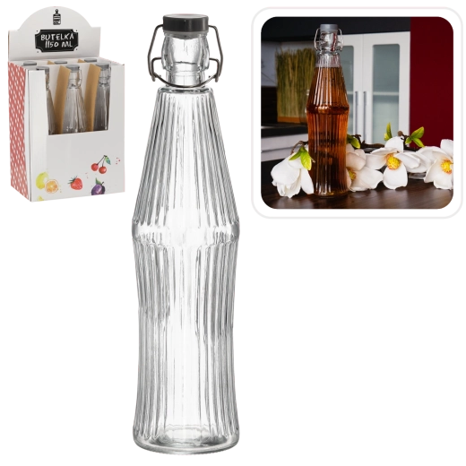 Sklenená fľaša s mechanickým uzáverom 1150 ml