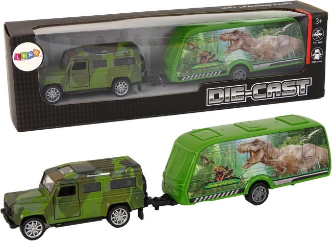 Hračky Jeep s prívesom s dinosaurami