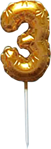 Tortová sviečka číslica 3 zlatá 6 cm