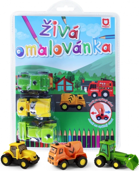 Živá omaľovánka stavebné autá – set 3 ks