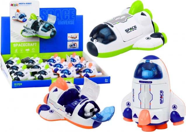 Malá vesmírna raketa s pohyblivým kokpitom zelená a oranžová