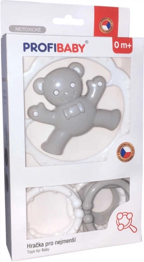 Profibaby hrkálka medvedík s tvarmi a hryzátkom pre bábätko