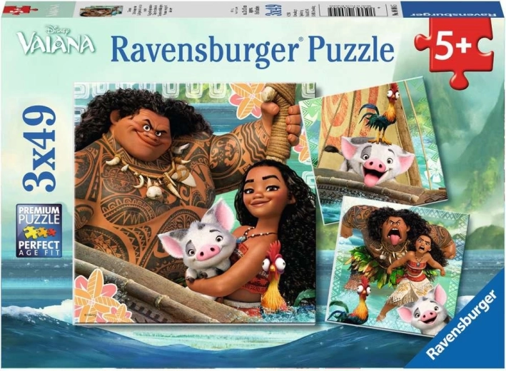 Ravensburger puzzle Odvážna Vaiana: Cesta za dobrodružstvom 3×49 dielikov