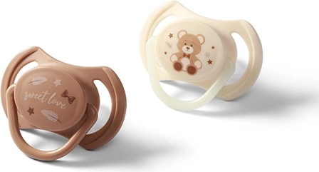BabyOno silikónové cumlíky symetrické 0–6 m, sada 2 ks (denný a svietiaci)