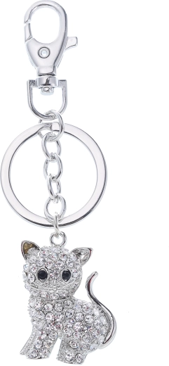 Prívesok na kľúče strieborná mačka PINK