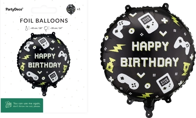 Fóliový balónik pastilka „Happy B-day“ mix 35 cm - 1 kus