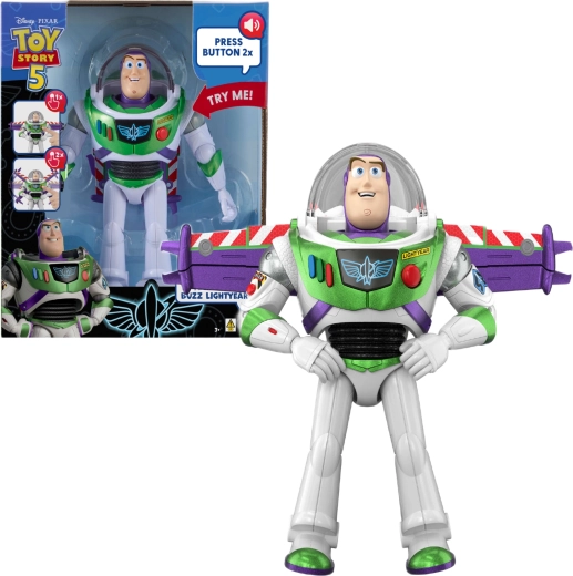 Mattel Disney Pixar Toy Story 5 interaktívna figúrka Buzz Rakeťák 27 cm (anglické hlášky)