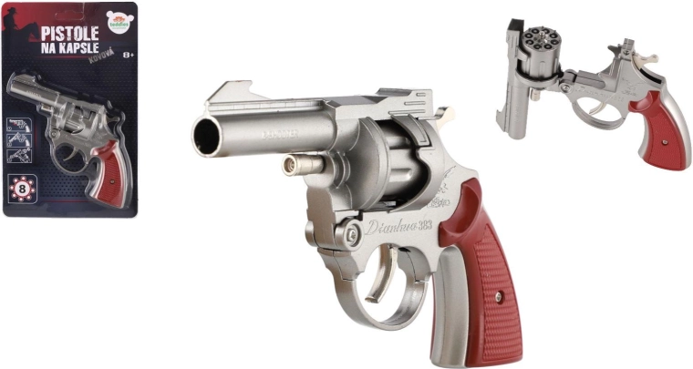 kovová pištoľ na kapsle 8 rán, 18 cm