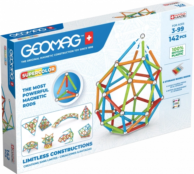 Geomag Supercolor stavebnica 142 dielikov z recyklovaného plastu