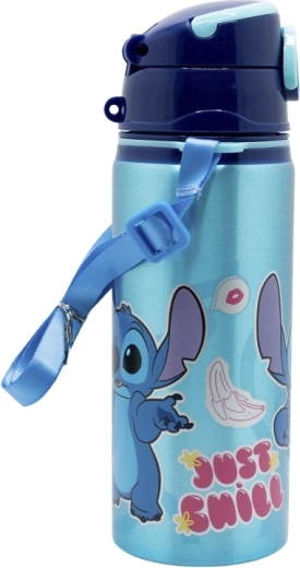 Disney Stitch detská hliníková pop-up fľaša na pitie so slamkou 730 ml - 1 kus