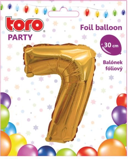 Fóliový balónik číslica 7, 30 cm, zlatý TORO