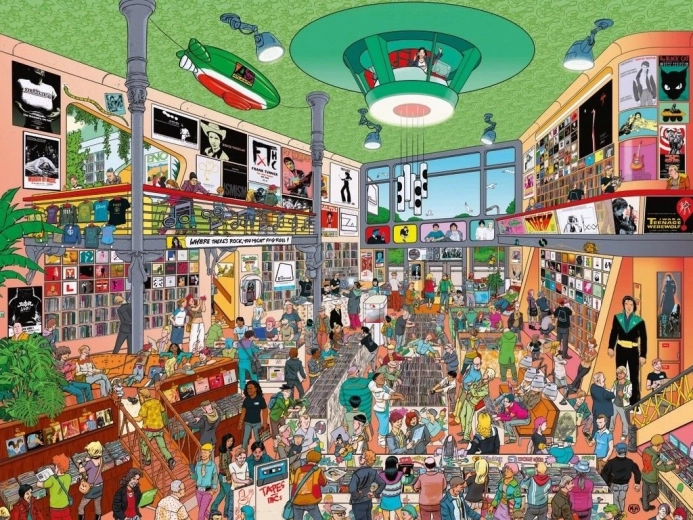 Puzzle HEYE obchod s hudobninami, 1500 dielikov