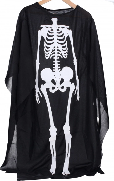 Čierny plášť s motívom kostry pre deti