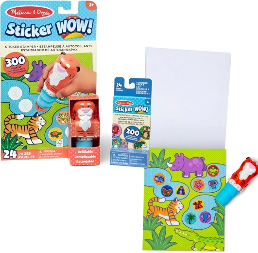 Melissa & Doug Sticker WOW! tiger – pečiatka so samolepkami a aktivitná knižka