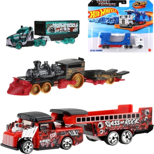Mattel Hot Wheels Track Fleet vozidlo s prívesom Transformers - 1 kus