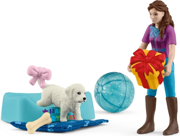 Schleich Pocket Set: narodeninová oslava s Lisou a šteniatkom