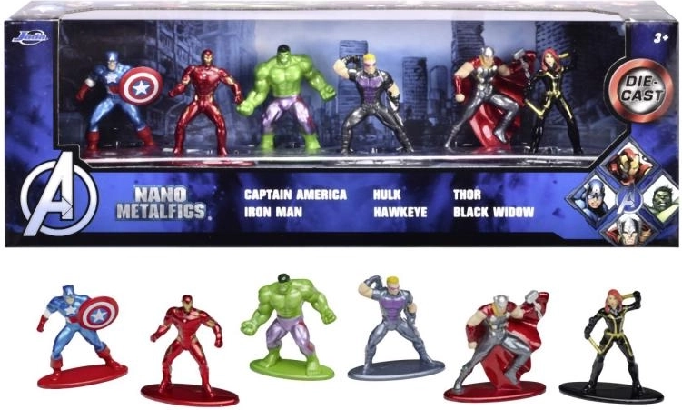 kovové zberateľské nano figúrky MARVEL AVENGERS, sada 6 ks (4 cm)