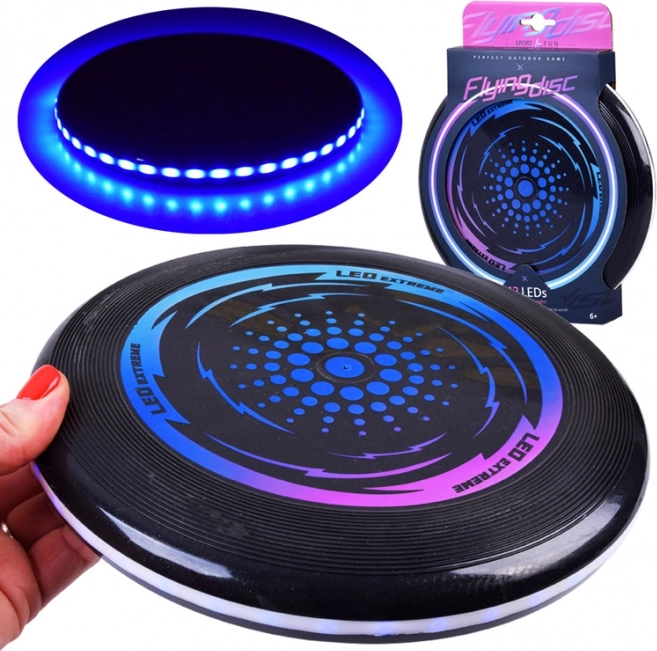Svietiaci LED frisbee disk 23 cm na nočnú zábavu