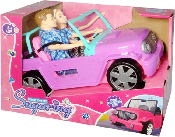 Ružový kabriolet s dvoma bábikami