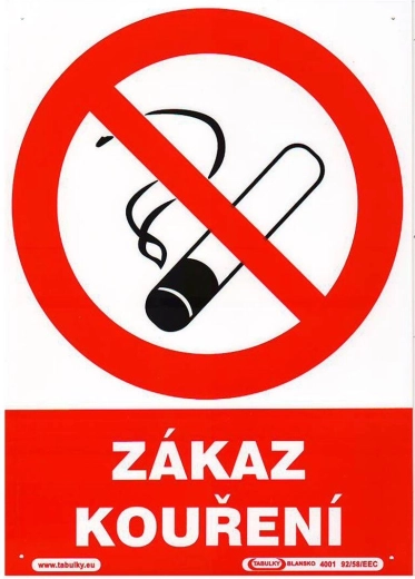 Tabuľka Zákaz fajčenia A4 plast 210 × 297 mm