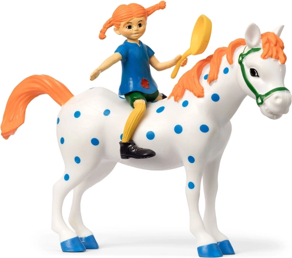 Figúrka Pippi Dlhá pančucha s koňom Alfrédom a panvicou