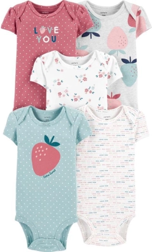 Carter's dievčenské body s krátkym rukávom Strawberry, 5 ks, veľ. 46