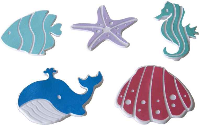 Protišmykové podložky do vane pre deti – mix tvarov, sada 5 ks