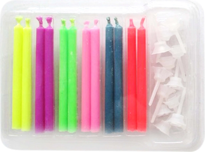 Tortové sviečky s podstavcom TORO s farebným plameňom, 12+12 ks