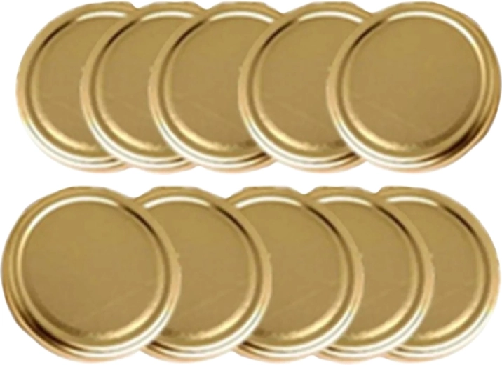Zlaté kovové viečka na zaváracie poháre 82 mm (10 ks)