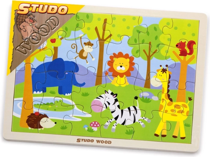Drevené safari puzzle 24 ks