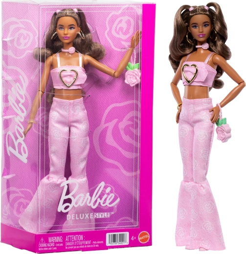 barbie deluxe style ružový denim – módna bábika s doplnkami