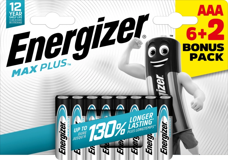 Energizer Max Plus AAA alkalické batérie 6+2 ks