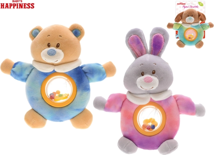 Plyšové zvieratko s hrkálkou Baby Happiness 17 cm